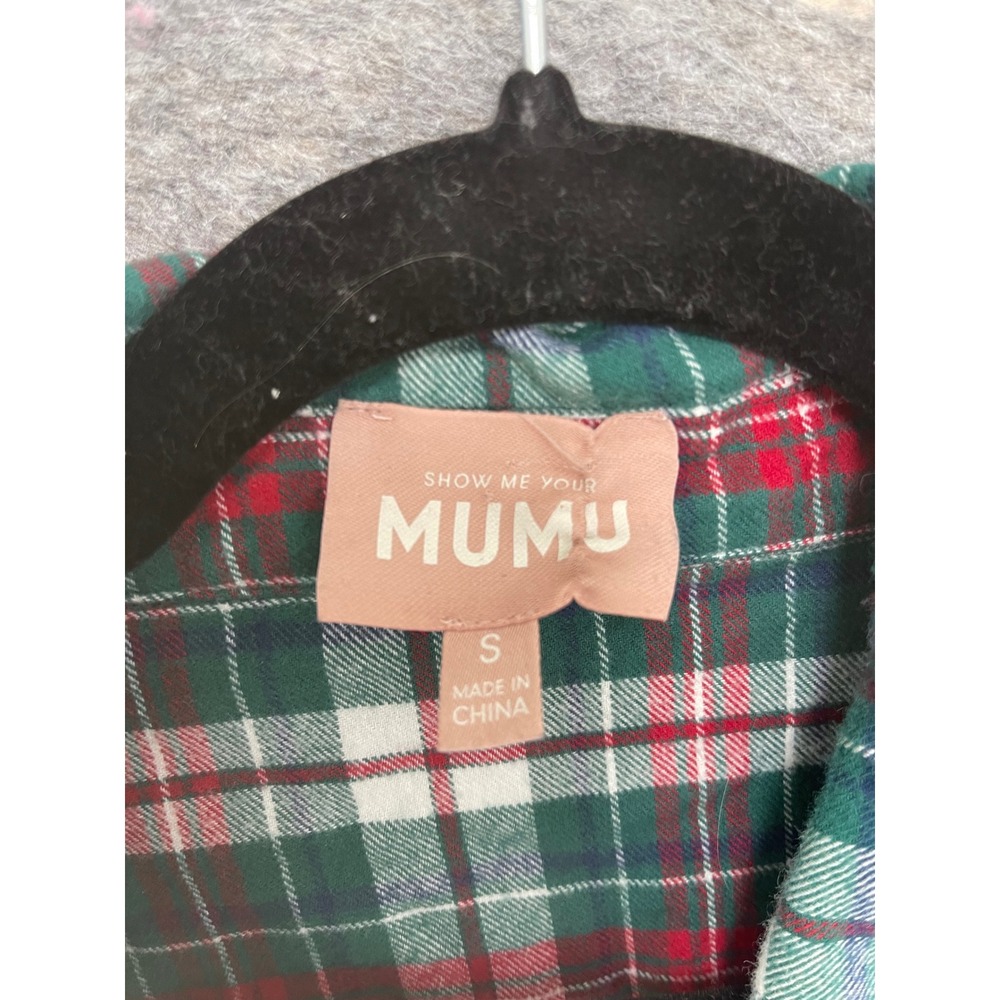 Show Me Your Mumu Classic PJ Set Holiday Plaid Green Red White Cotton Womens S - Picture 3 of 10